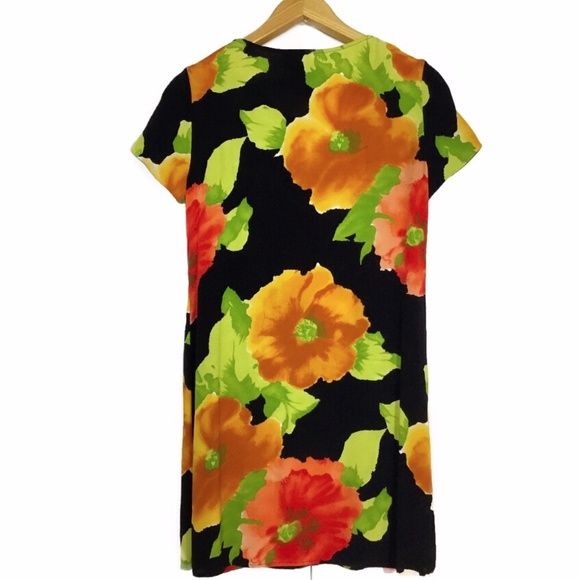 Floral Poppy Print Shift Dress SZ 6P Carole Little - Picture 2 of 8